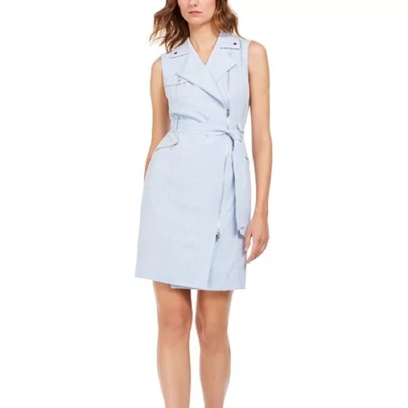 CALVIN KLEIN Moto Sleeveless Regatta Career Dress Size 12P - Picture 1 of 14